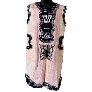 Embroidered woven ethnic boho tunic kaftan dress